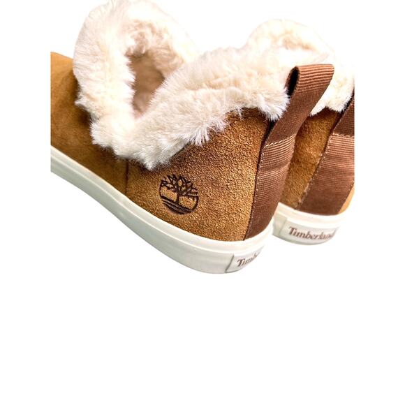 Timberland Skyla Bay Brown Suede Faux Fur Lined Slip On Sneaker Booties 8.5 - Picture 6 of 8